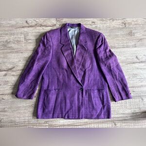 Nordstrom 100% raw silk Purple Blazer office career formal vintage natural fibre